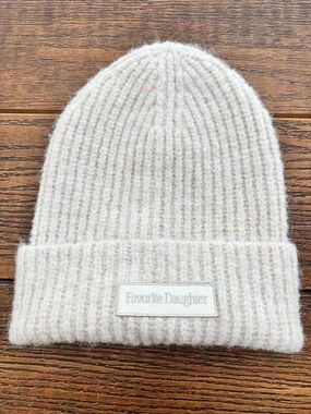 Favorite Daughter Soft Cream Ribbed Beanie
